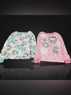 Sanrio Hello Kitty Pink & Pastel Floral Long Sleeve Tops size 8